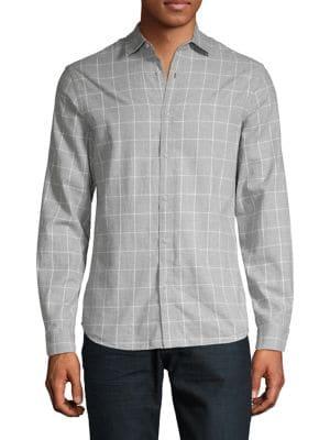 Black Brown Classic-fit Windowpane Shirt