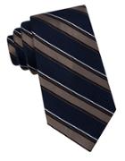 Black Brown Oxford Striped Silk Tie