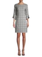 Karl Lagerfeld Paris Plaid Tulip-sleeve Sheath Dress