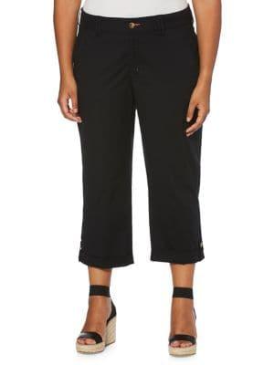 Rafaella Plus Plus Poplin Roll-tab Ankle Pants