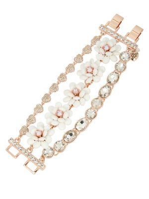 Betsey Johnson Flower Crystal Multi-row Bracelet
