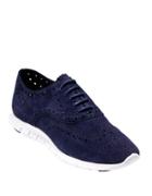 Cole Haan Blue Suede Zerogrand Wing Oxfords