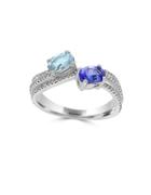 Effy Diamonds, Aquamarine, Tanzanite And 14k White Gold Ring