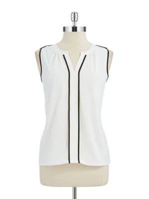 Calvin Klein Sleeveless Piped Blouse