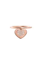 Michael Kors Kors Love 14k Rose-goldplated & Crystal Heart Charm Band Ring