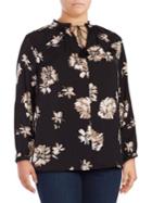 Lucky Brand Plus Floral-print Hi-lo Tunic Top