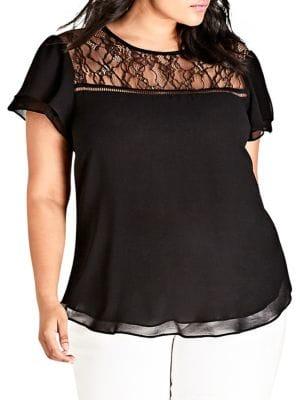City Chic Plus Ladonna Lace Top