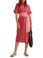 Mango Striped Waist-tie Shirt Dress
