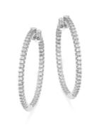 Crislu Sterling Silver Pave Hinged Hoop Earrings