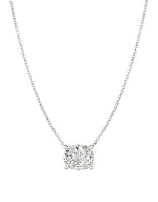 Crislu Radiant Cushion Cuts Sterling Silver Pendant Necklace