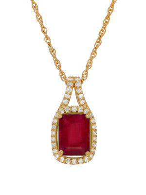 Lord & Taylor Diamond, Ruby & 14k Yellow Gold Pendant Necklace