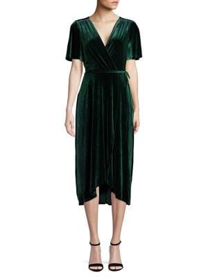 Vince Camuto Short-sleeve Velvet Wrap Dress