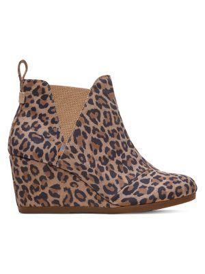 Toms Kelsey Leopard-print Suede Wedge Booties