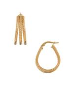 Lord & Taylor 14k Italian Gold Pear Shaped Hoop Earrings
