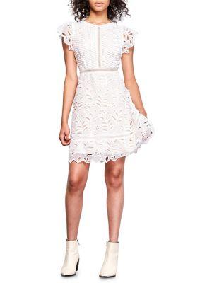 Bb Dakota Flutter-sleeve Lace Fit-&-flare Dress