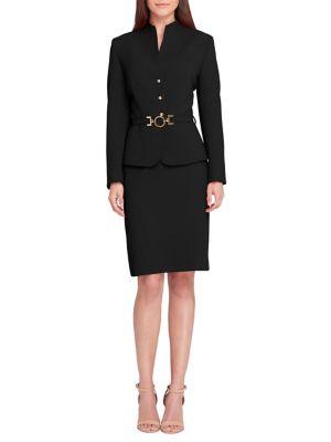 Tahari Arthur S. Levine Stand Collar Jacket And Skirt Suit