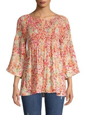 Spense Printed Smocked Top