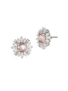 Carolee Petals And Pearls Crystal Burst Stud Earrings