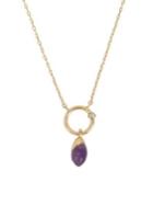 H Halston Goldtone And Amethyst Stone Pendant Necklace