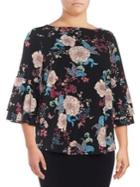 Context Plus Floral-print Bell-sleeve Blouse