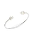 Nadri Crystal And Faux Pearl Mare Bottom Cuff Bracelet