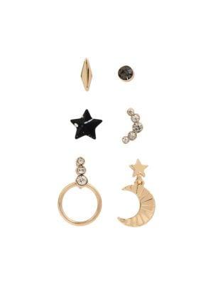 Bcbgeneration 6-piece Goldtone & Crystal Stud Earrings Set