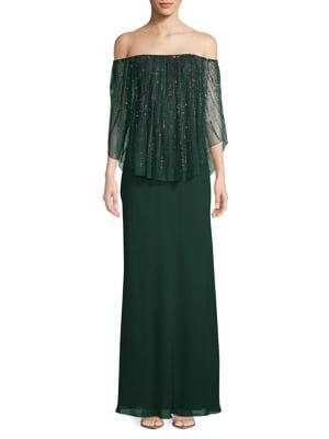 J Kara Embellished Off-the-shoulder Dress