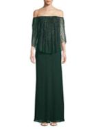 J Kara Embellished Off-the-shoulder Dress