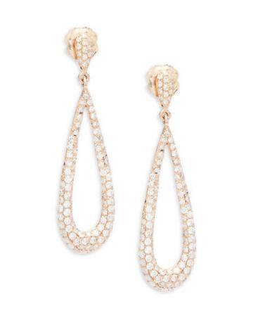 Bh Multi Color Corp. Diamond & 14k Rose Gold Tear-drop Earrings
