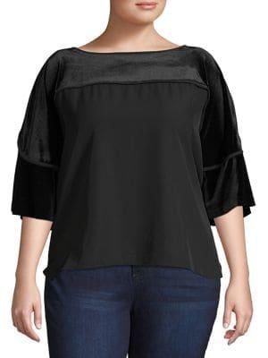 Calvin Klein Plus Velvet Three-quarter Sleeve Top