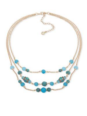 Anne Klein Crystal And Beads Multi-strand Chain Necklace