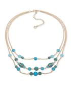 Anne Klein Crystal And Beads Multi-strand Chain Necklace