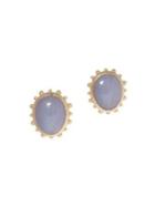 Sole Society Goldtone And Blue Lace Agate Stud Earrings