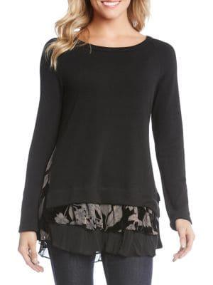Karen Kane Burnout Velvet Inset Sweater
