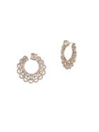 Marchesa Goldtone Crystal Floral Hoop Earrings