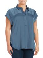 Vince Camuto Plus Short Sleeve Collar Top