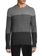 Black Brown Marled Colorblock Crewneck Sweater
