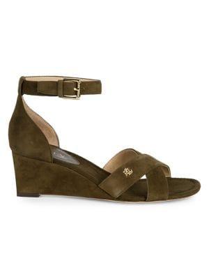 Lauren Ralph Lauren Suede Wedge Ankle-strap Sandals