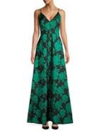 Calvin Klein Pleated Floral Gown
