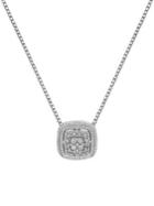 Lord & Taylor Diamond And Sterling Silver Square Pendant Necklace