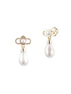 Carolee Sara Goldtone, Horizontal C-link Freshwater & Glass Baroque Pearl Drop Earrings