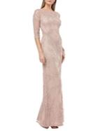 Js Collections Embellished Three-quarter Sleeve Gown