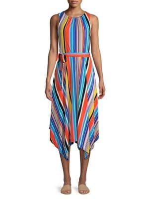 Cupio Striped Tie Hanky Hem Dress