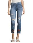 Flying Monkey Embroidered Skinny Jeans