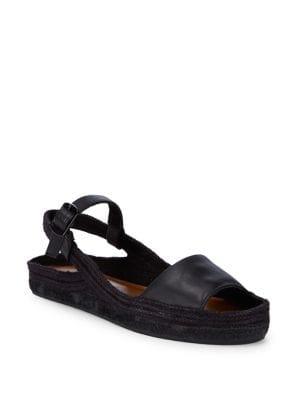 H Halston Sandra Leather Espadrilles