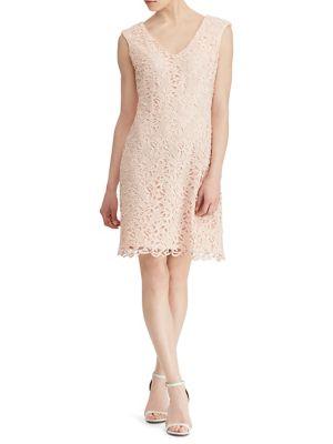 Lauren Ralph Lauren Scalloped Lace Cap-sleeve Dress
