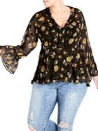City Chic Plus Nouveau Floral Printed Blouse