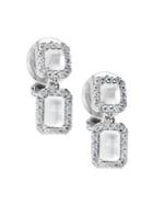 Nadri Rhodium-plated Cubic Zirconia And Opal Clip-on Drop Earrings