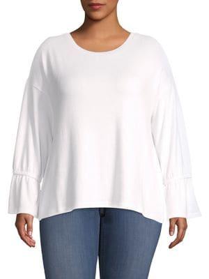 Lord & Taylor Plus Bell-sleeve Drop-shoulder Top