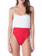 Polo Ralph Lauren Colorblock Side Lace One-piece Swimsuit